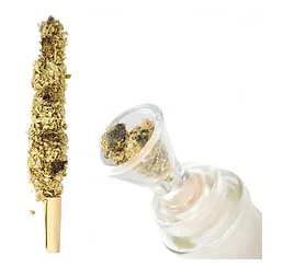 A rolled cannabis joint and a glass bowl with cannabis, ideal for Cannabis Delivery Long Island.