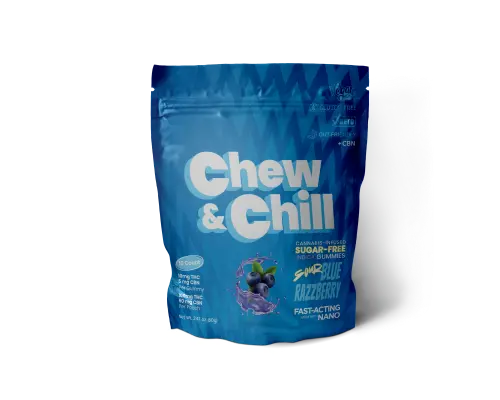 Chew & Chill Blue Razzberry Gummies · 100mg