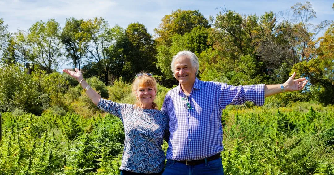 High Falls Hemp founders Tricia and Rick Weissman in their hemp field in High Falls, NY