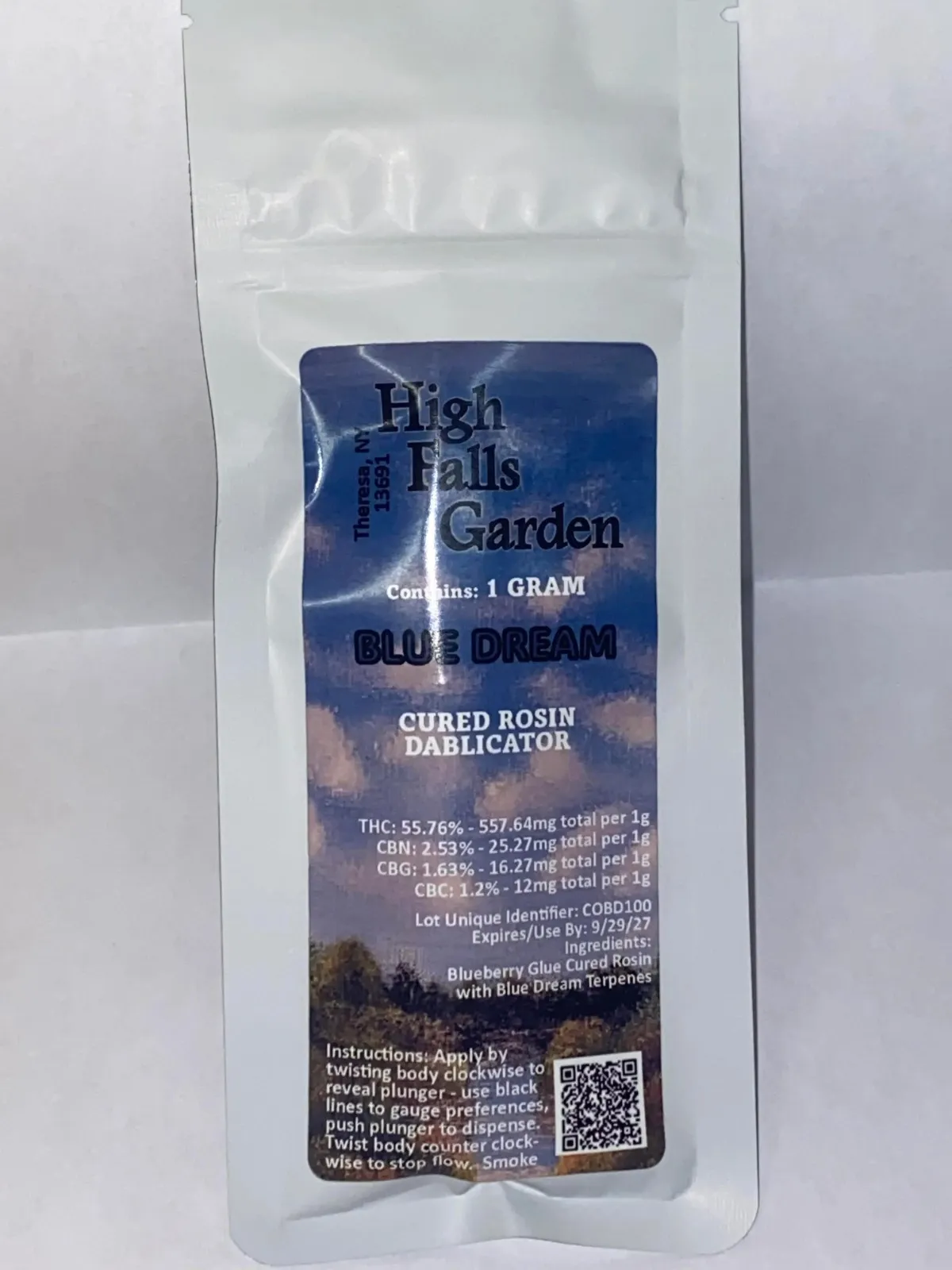 High Falls Garden Blue Dream Cured Rosin Dablicator 1g