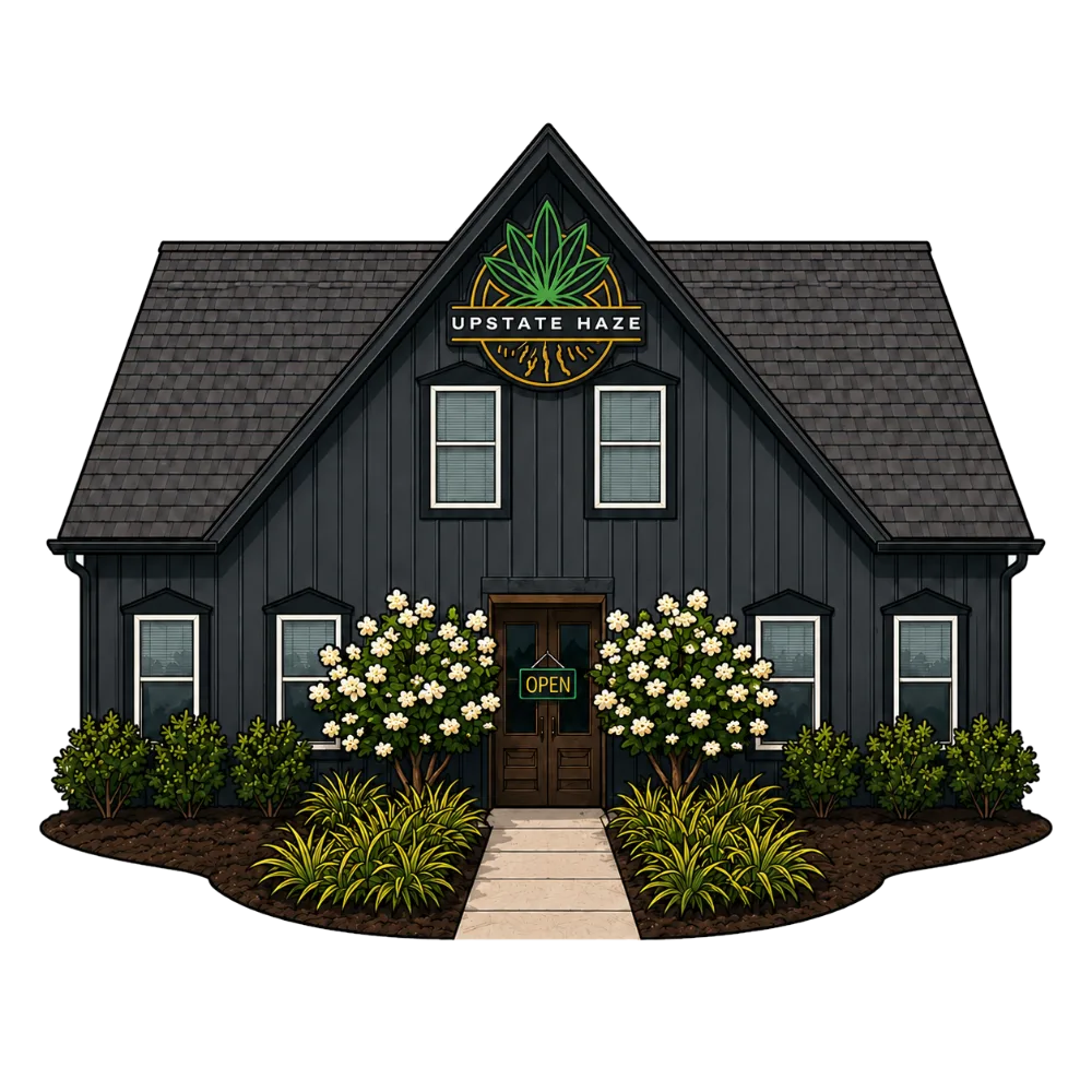Illustration of the Upstate Haze storefront